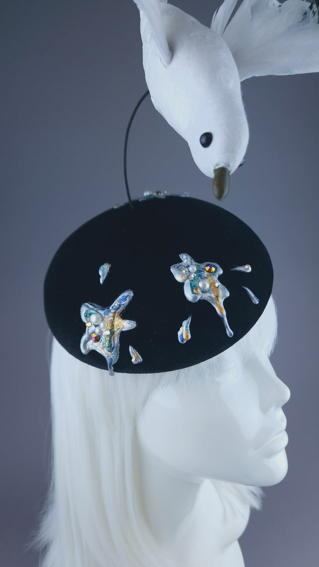 Pearls & Swine: Kitsch Glitter Seagull Poop Fascinator Hat "Mierda"