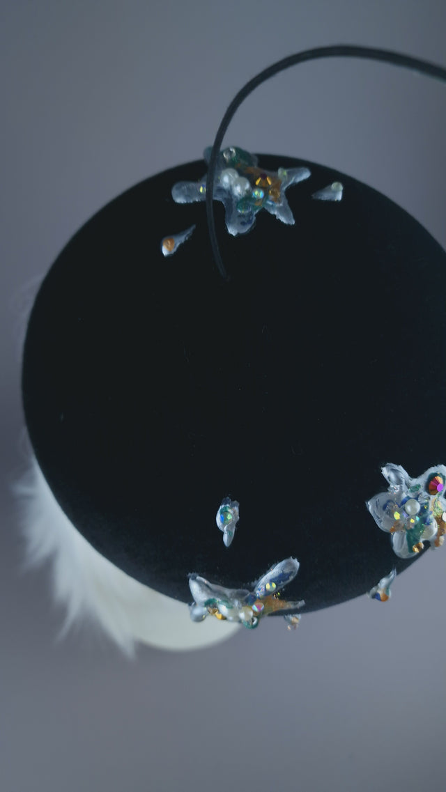 Pearls & Swine: Kitsch Glitter Seagull Poop Fascinator Hat "Mierda"