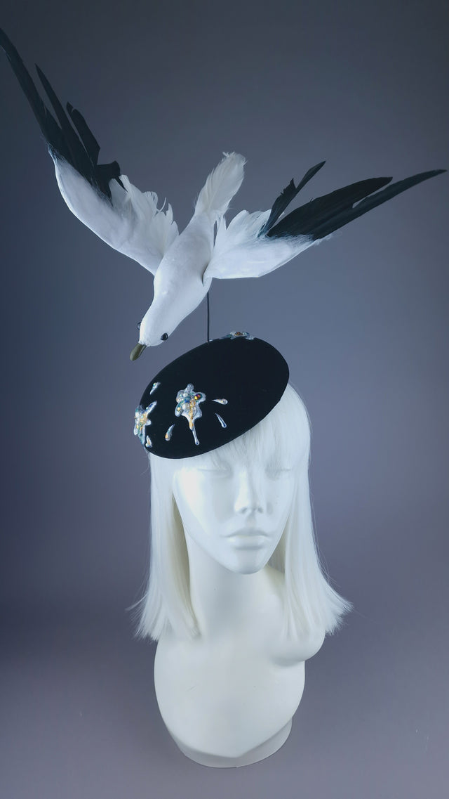 Pearls & Swine: Kitsch Glitter Seagull Poop Fascinator Hat "Mierda"