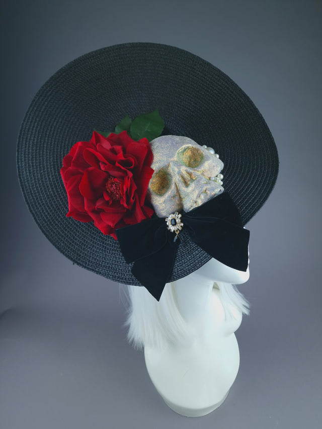 Pearls & Swine: Large Skull & Rose Hat "Eternal"