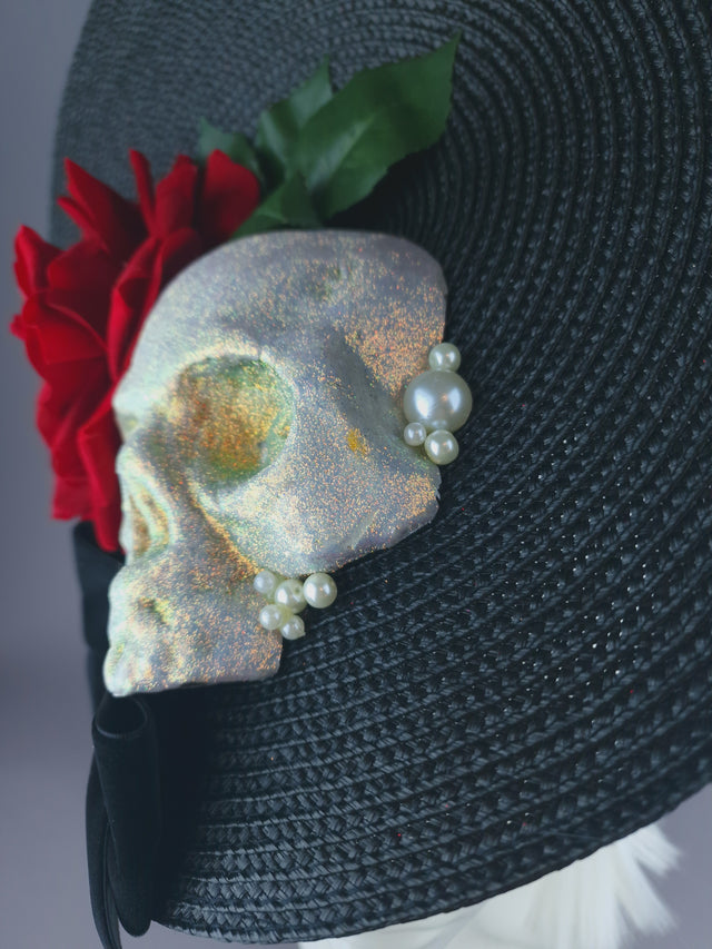 Pearls & Swine: Large Skull & Rose Hat "Eternal"