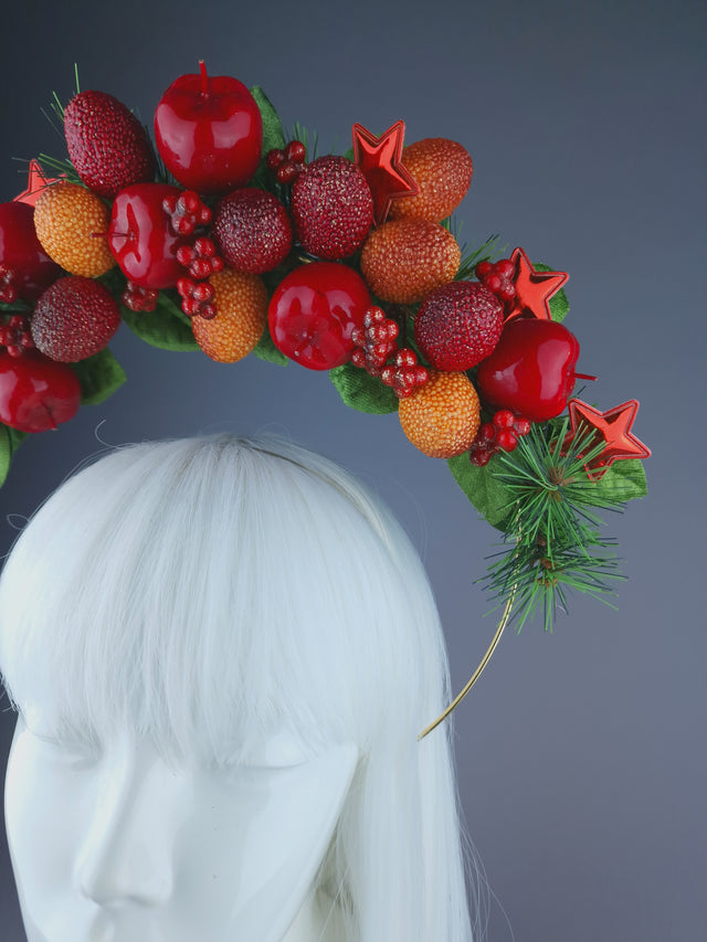 Pearls & Swine: Pine, Fruit & Robin Halo Headdress "Feast"