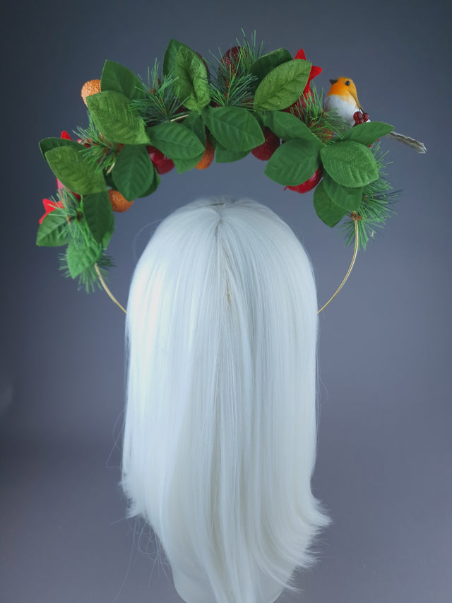 Pearls & Swine: Pine, Fruit & Robin Halo Headdress "Feast"