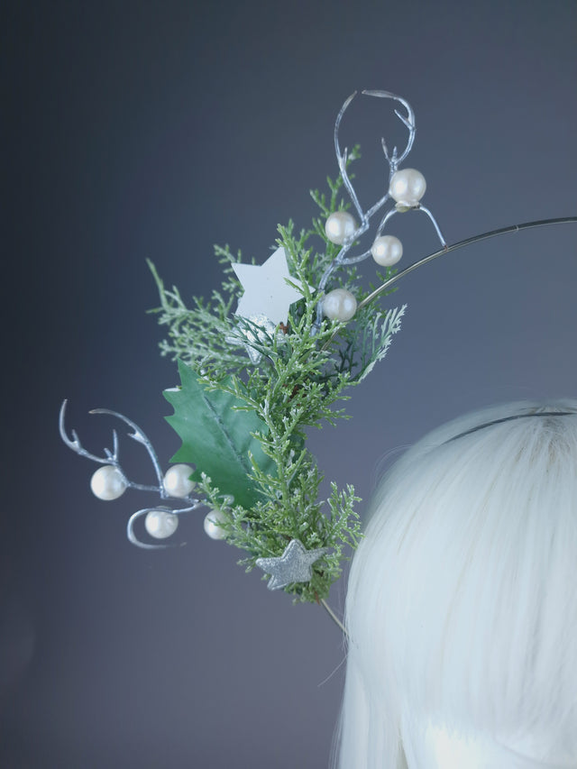 Pearls & Swine: Robin, Stars, Foliage & Pearl Halo Headdress "Peace"