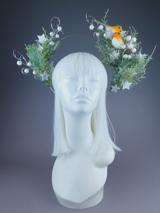 Pearls & Swine: Robin, Stars, Foliage & Pearl Halo Headdress "Peace"
