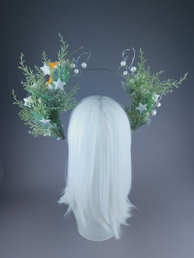 Pearls & Swine: Robin, Stars, Foliage & Pearl Halo Headdress "Peace"