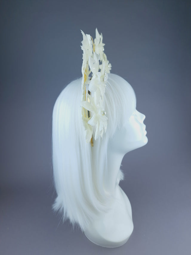 Pearls & Swine: Ivory Flower & Pearl Halo "Serenity"Headdress