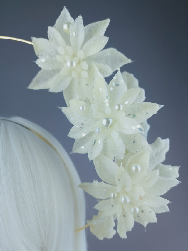 Pearls & Swine: Ivory Flower & Pearl Halo "Serenity"Headdress