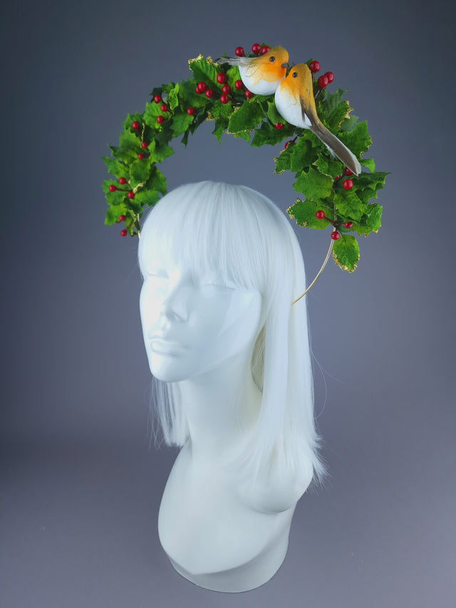 Pearls & Swine: Holly Robin Festive Xmas Halo Headdress "Carol"