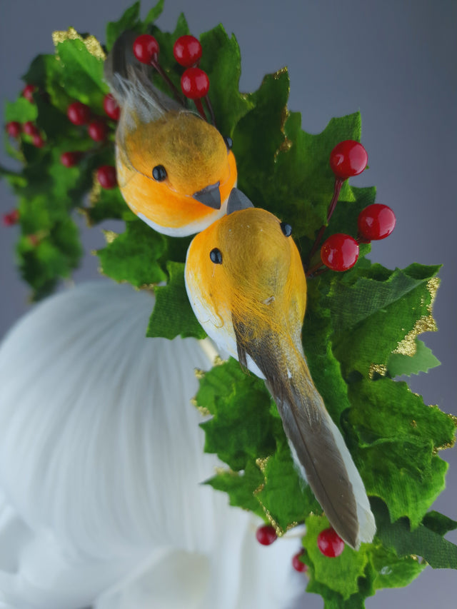 Pearls & Swine: Holly Robin Festive Xmas Halo Headdress "Carol"