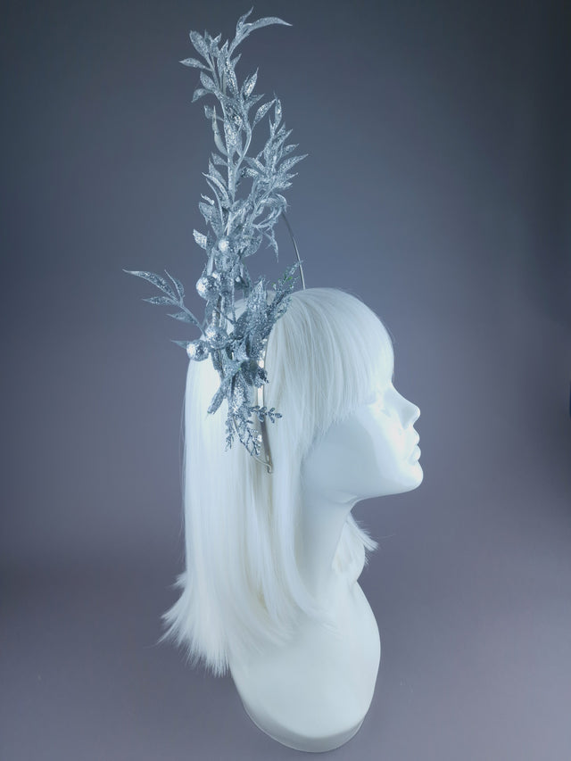 Pearls & Swine: Silver Glitter Flower Halo Headdress "Glint"