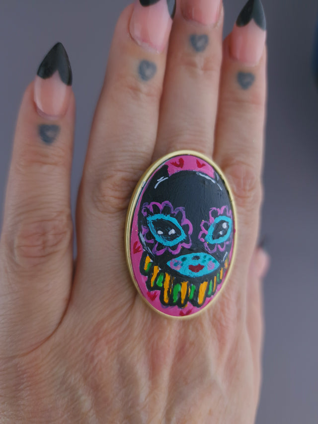 Pearls & Swine: Large Hand Painted Dollface Ring
