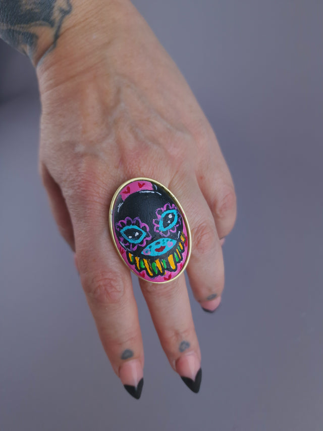 Pearls & Swine: Large Hand Painted Dollface Ring