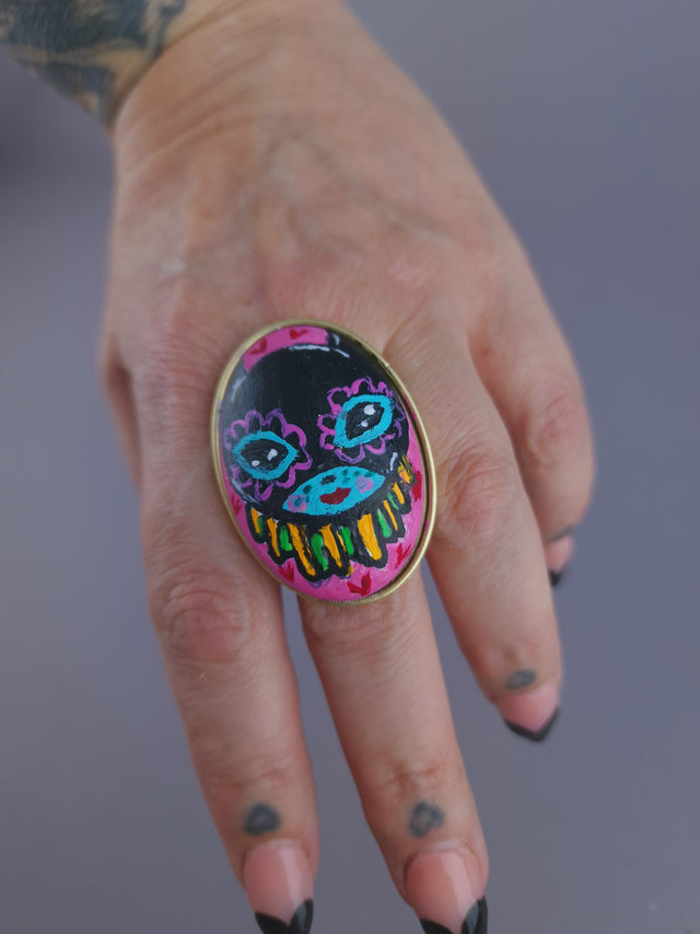 Pearls & Swine: Large Hand Painted Dollface Ring