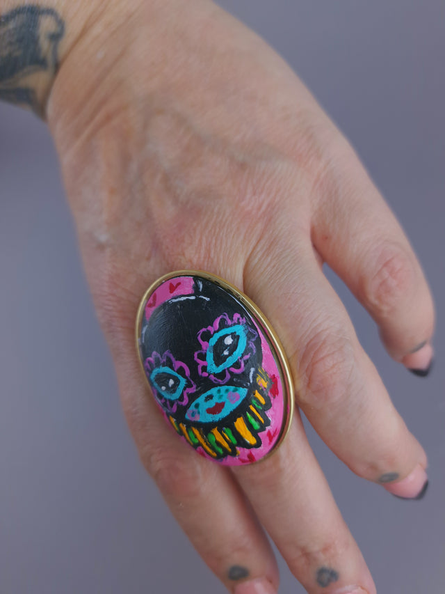Pearls & Swine: Large Hand Painted Dollface Ring