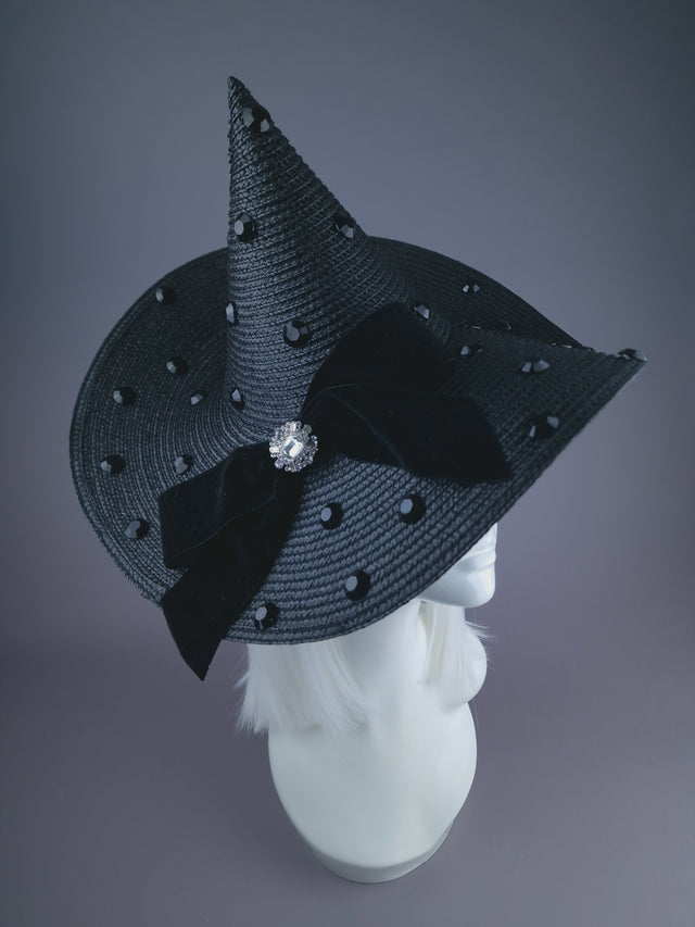 Pearls & Swine: Large Black Hat With Bow "Bad Witch"