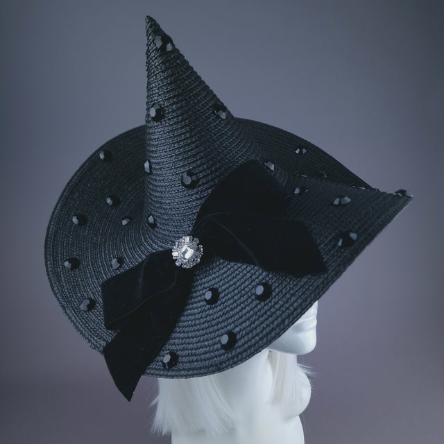 Pearls & Swine: Large Black Hat With Bow "Bad Witch"