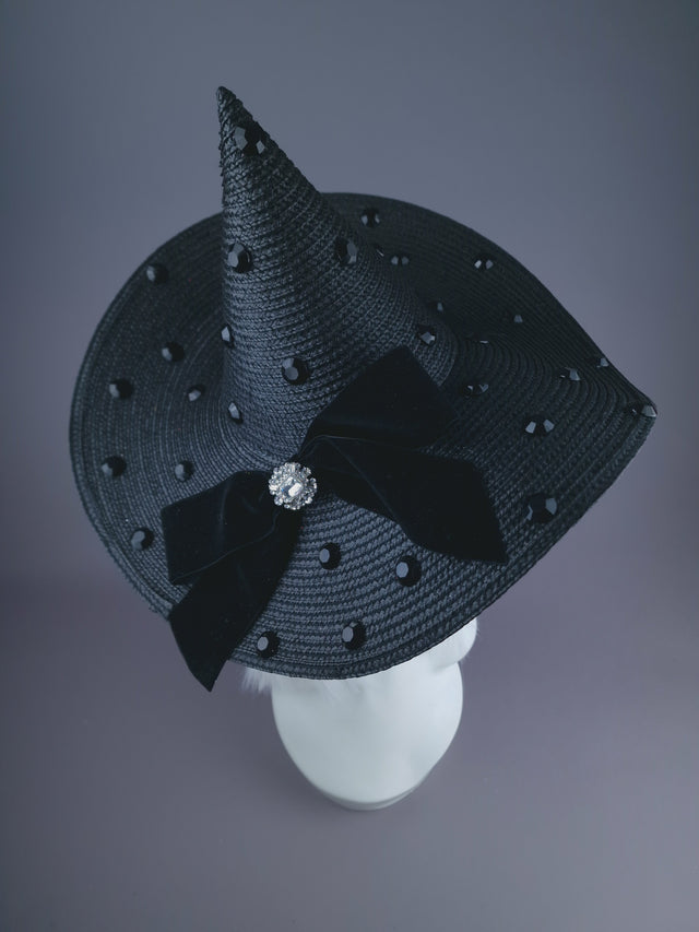 Pearls & Swine: Large Black Hat With Bow "Bad Witch"