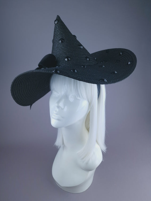 Pearls & Swine: Large Black Hat With Bow "Bad Witch"