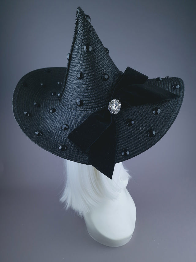 Pearls & Swine: Large Black Hat With Bow "Bad Witch"