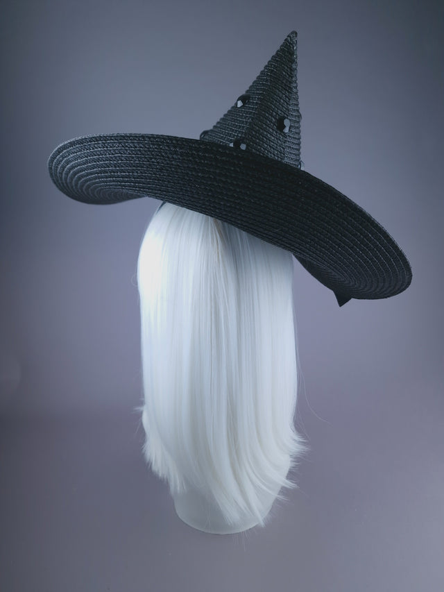 Pearls & Swine: Large Black Hat With Bow "Bad Witch"