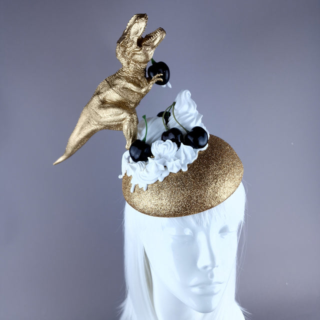 "Chomp" Dinosaur Cherries & Cream Fascinator Hat