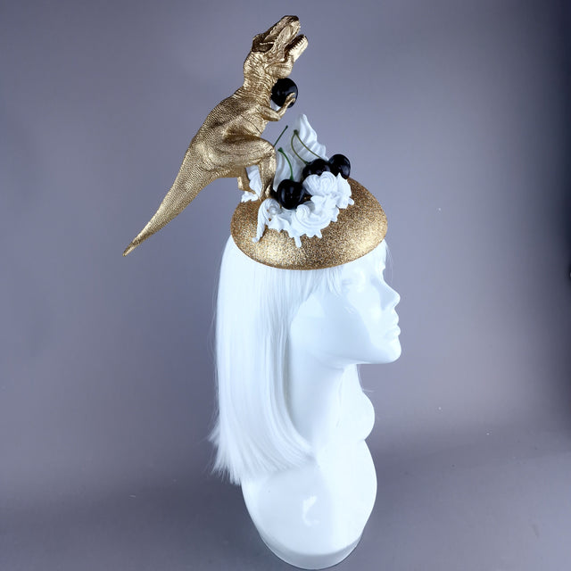 "Chomp" Dinosaur Cherries & Cream Fascinator Hat