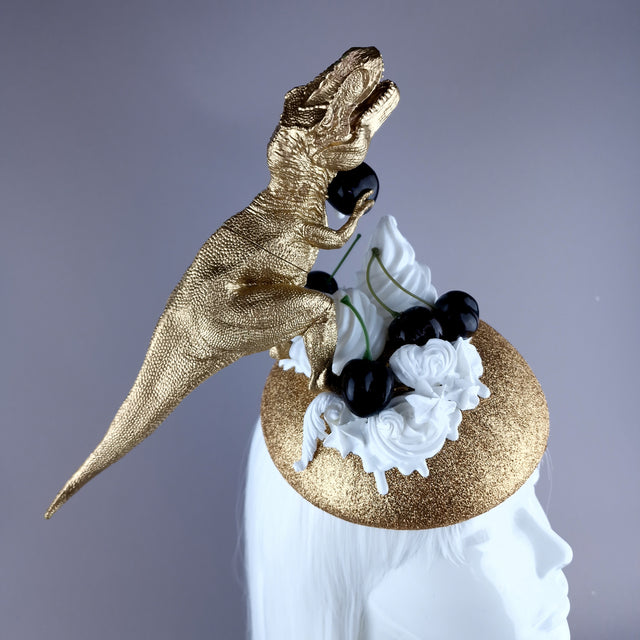 "Chomp" Dinosaur Cherries & Cream Fascinator Hat