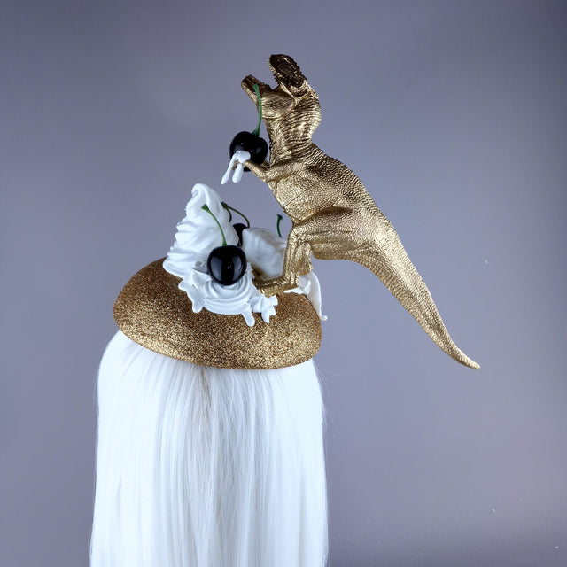 "Chomp" Dinosaur Cherries & Cream Fascinator Hat