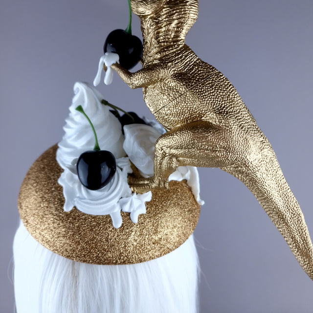 "Chomp" Dinosaur Cherries & Cream Fascinator Hat