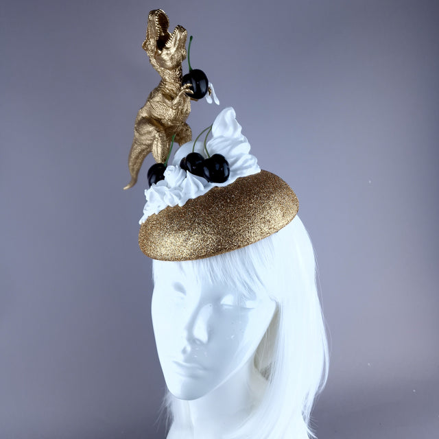 "Chomp" Dinosaur Cherries & Cream Fascinator Hat