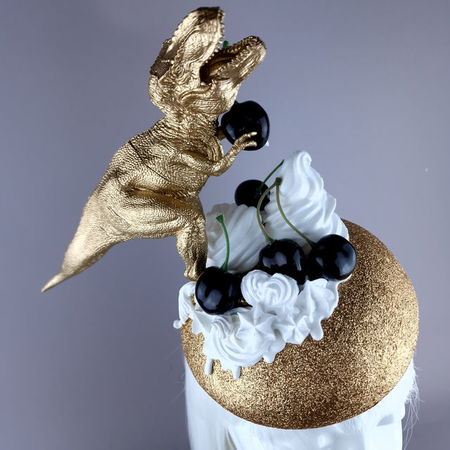 "Chomp" Dinosaur Cherries & Cream Fascinator Hat
