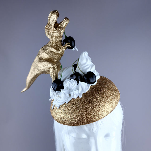 "Chomp" Dinosaur Cherries & Cream Fascinator Hat