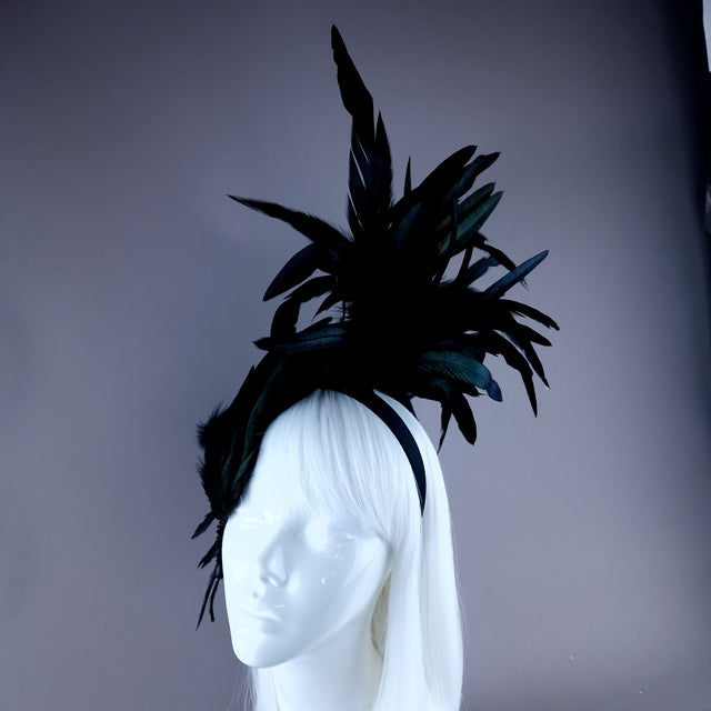 "Lola" Black Feather Headdress Fascinator Hat