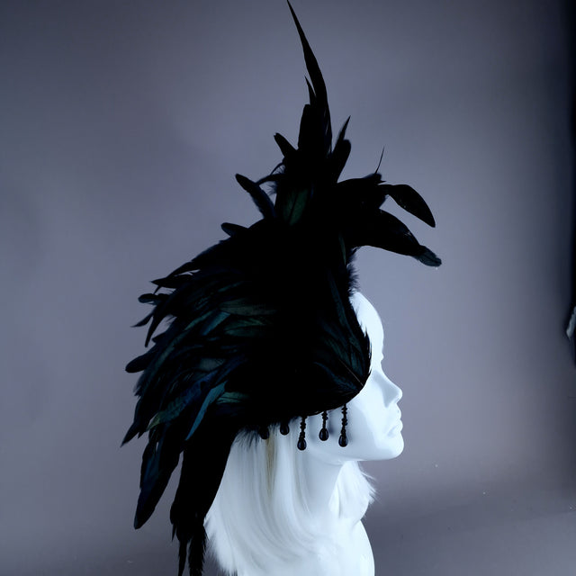 "Lola" Black Feather Headdress Fascinator Hat