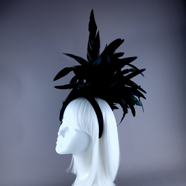 "Lola" Black Feather Headdress Fascinator Hat