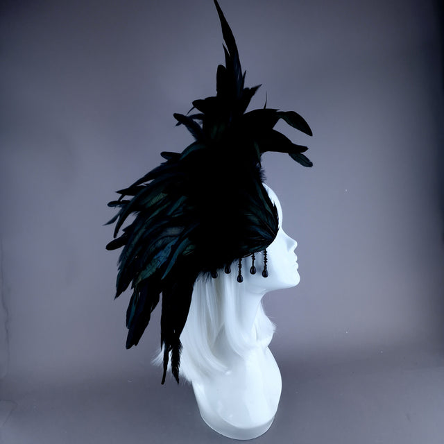 "Lola" Black Feather Headdress Fascinator Hat