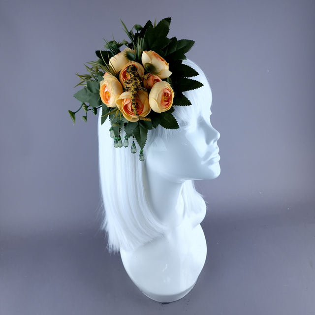 "Lizzy" Flower & Lizard Mini Fascinator