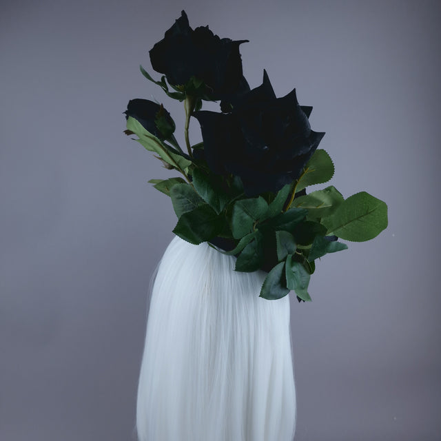 "Asura" Black Roses, Snake & Filigree Fascinator Hat