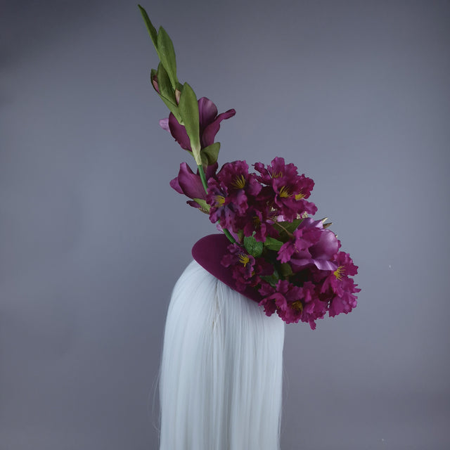 "Trinny" Gold Dinosaur, Pink Flowers & Beads Fascinator Hat