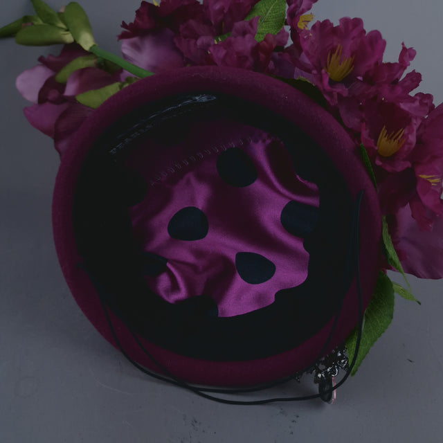 "Trinny" Gold Dinosaur, Pink Flowers & Beads Fascinator Hat