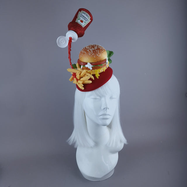 "Royale with Cheese" Burger & Chips Food Fascinator Hat Headdress