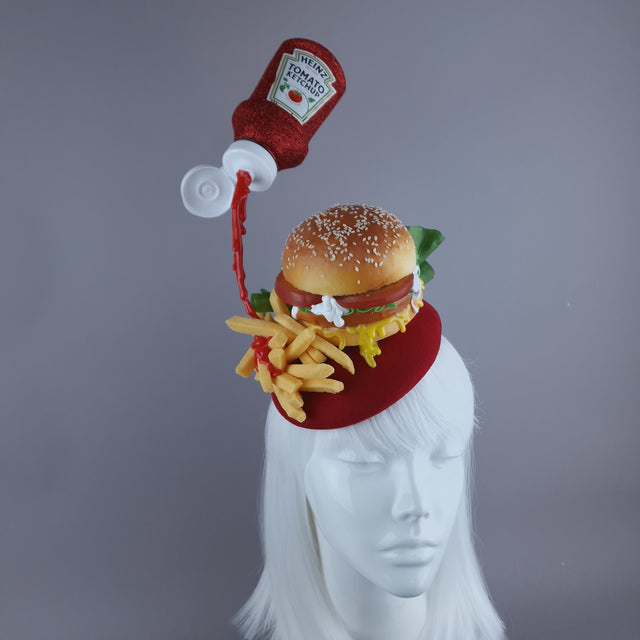 "Royale with Cheese" Burger & Chips Food Fascinator Hat Headdress