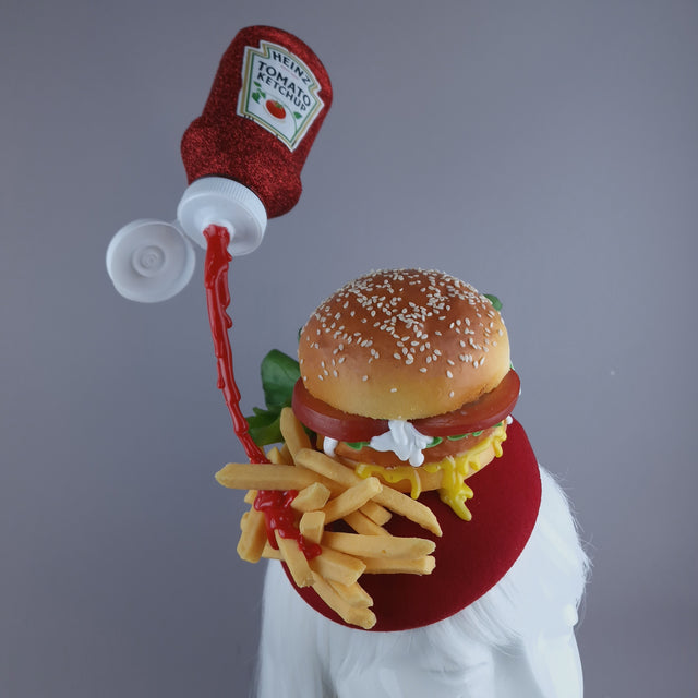 "Royale with Cheese" Burger & Chips Food Fascinator Hat Headdress