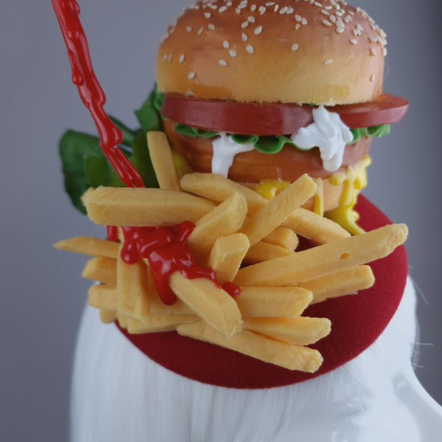 "Royale with Cheese" Burger & Chips Food Fascinator Hat Headdress
