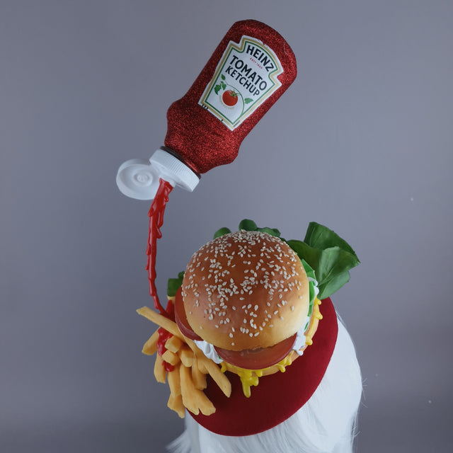 "Royale with Cheese" Burger & Chips Food Fascinator Hat Headdress