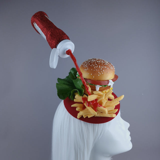 "Royale with Cheese" Burger & Chips Food Fascinator Hat Headdress