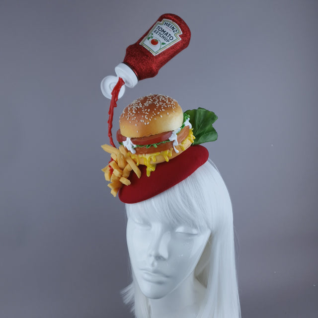 "Royale with Cheese" Burger & Chips Food Fascinator Hat Headdress
