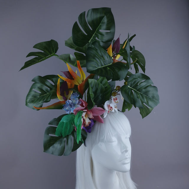 "Palila" Tropical Flower & Leaf Headdress