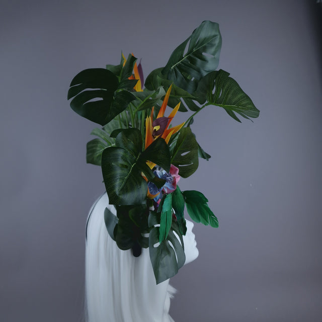 "Palila" Tropical Flower & Leaf Headdress